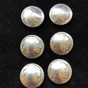 COPY - 6 Indian head silver button covers, unisex
